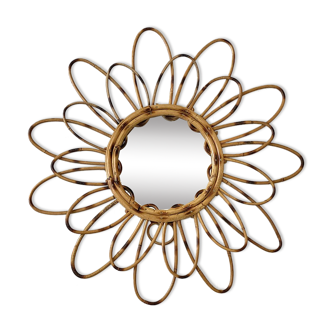 Rattan sun mirror 60's - 53cm