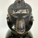 Set of 4 industrial bauhaus black enamel pendant lamps, 1960s