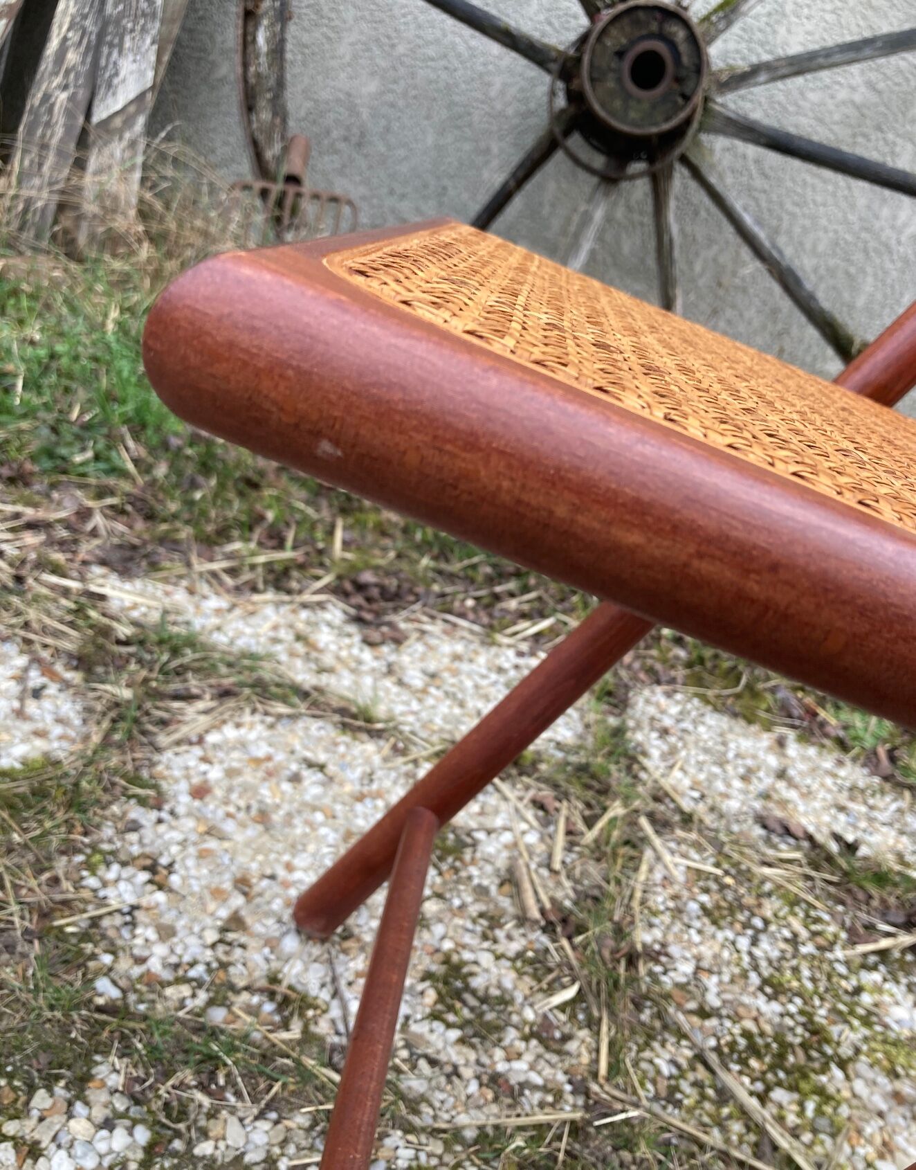 Pair of Italian folding chairs in vintage canning