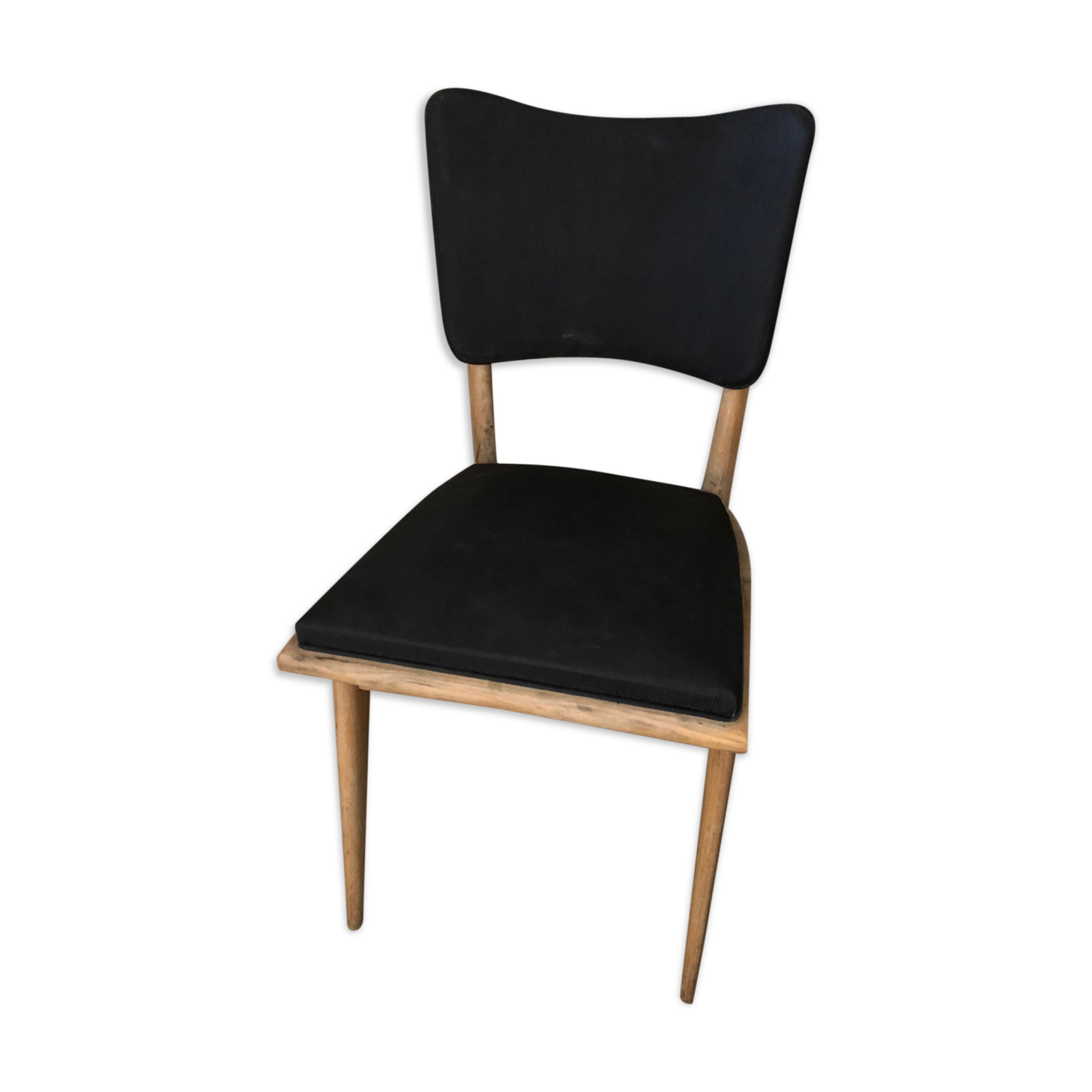 Scandinavian chair wood black leather