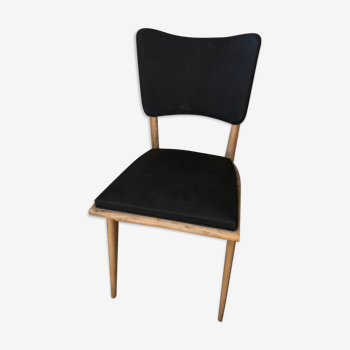 Chaise scandinave bois cuir noir