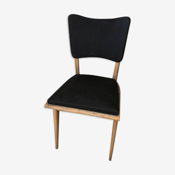 Scandinavian chair wood black leather