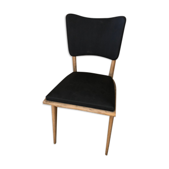 Chaise scandinave bois cuir noir