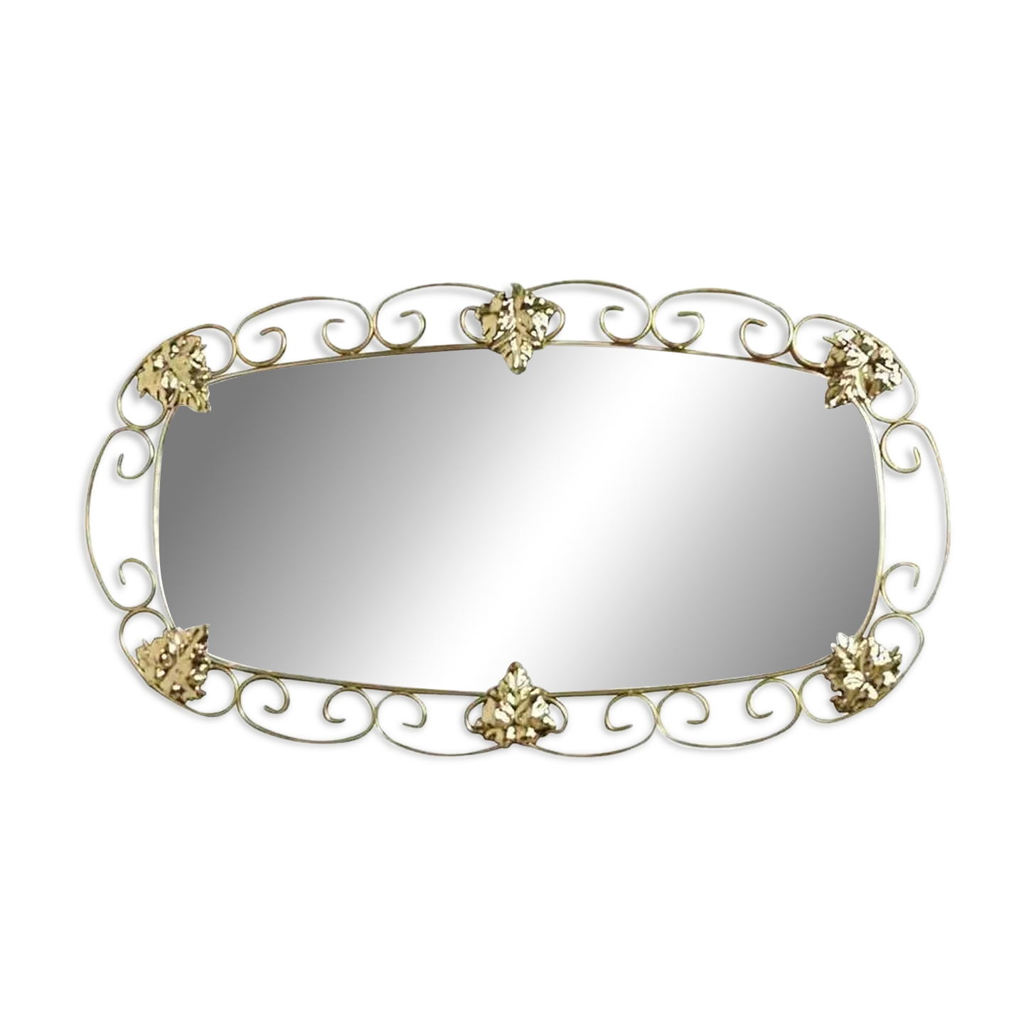 1950s oval brass mirror - 38x69cm