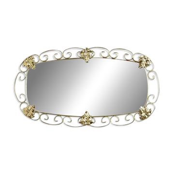 1950s oval brass mirror - 38x69cm