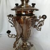 Russian Samovar silver metal and tray