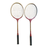 Pair of vintage wooden badminton rackets player