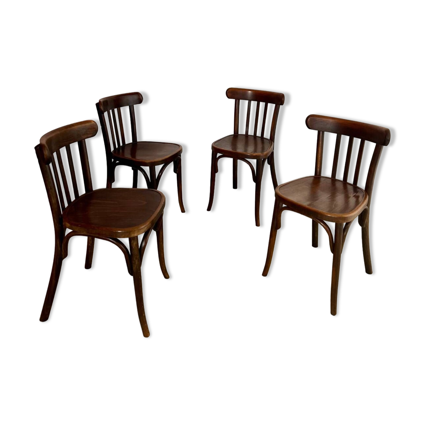 Set of 4 old vintage 50s bentwood bistro chairs