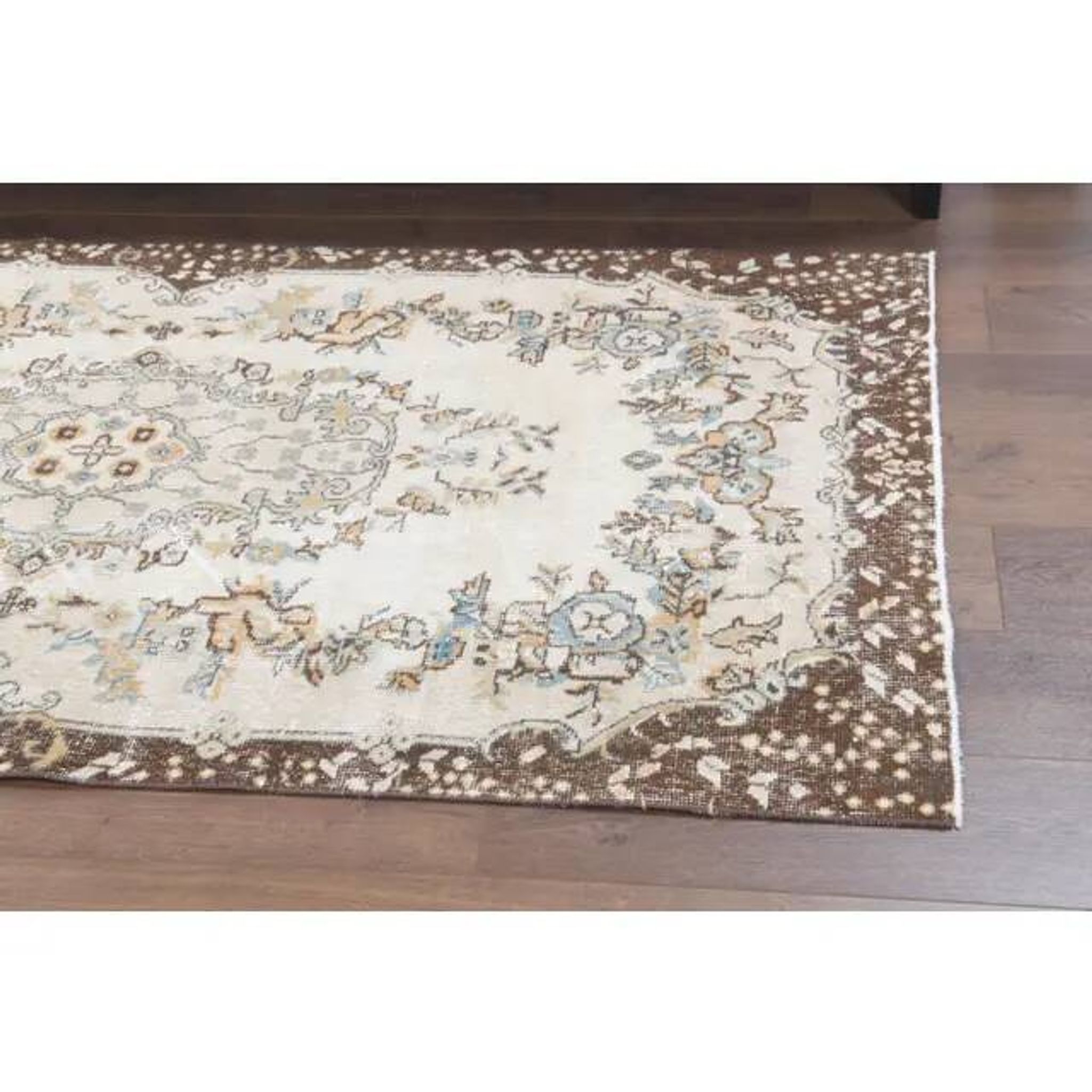 1970s Turkish Oushak Handmade Wool Cotton Beige Area Rug 114x197