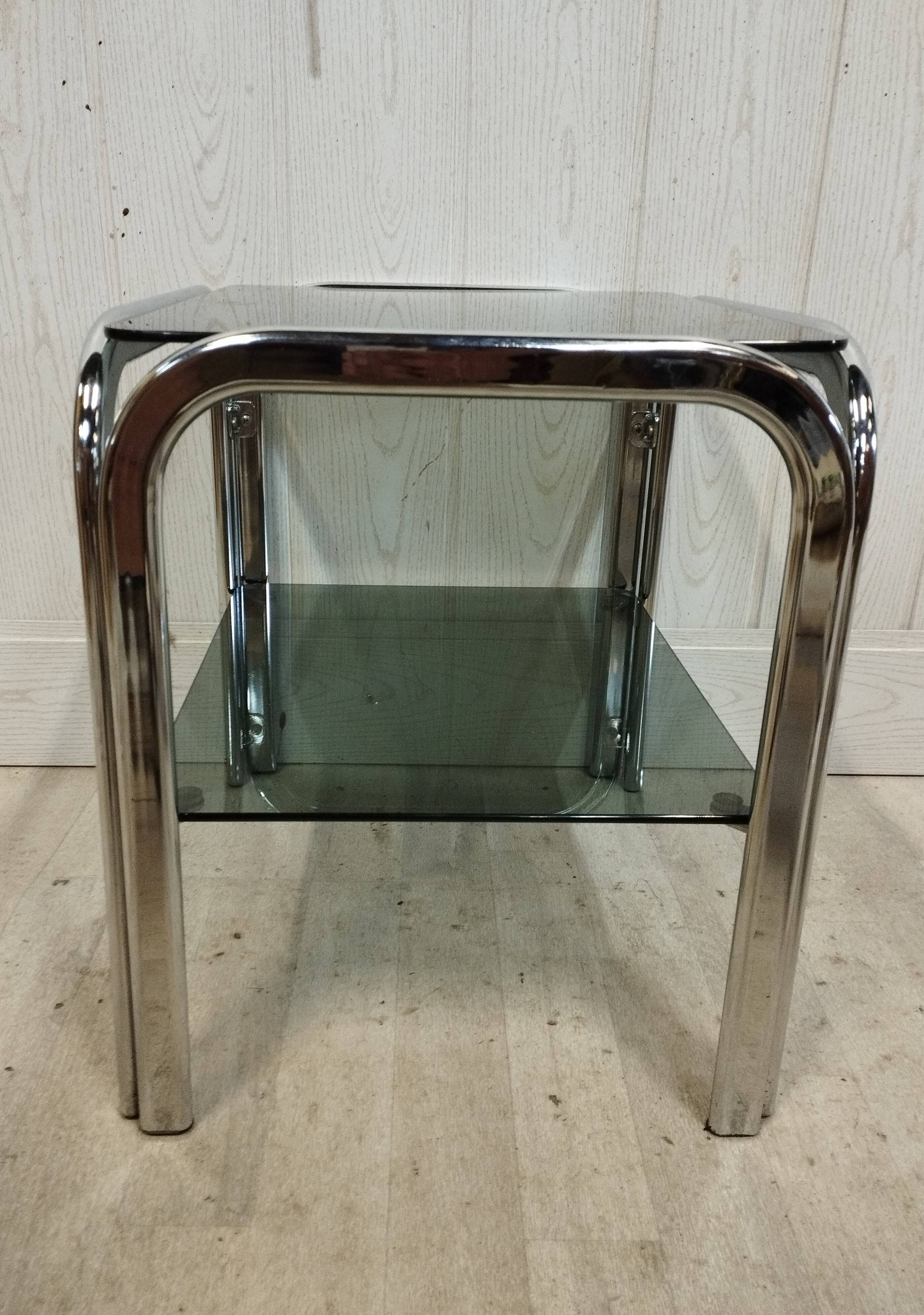 Vintage chrome sofa tip and smoked glass