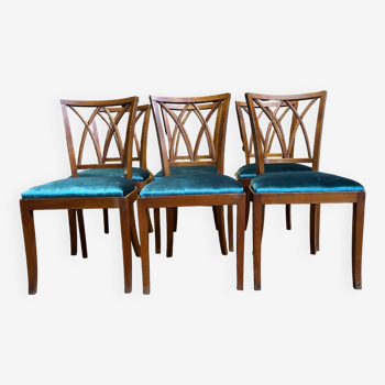 6 cherry wood chairs with openwork backs