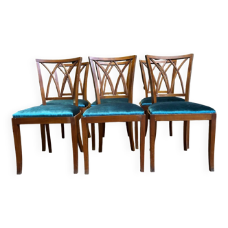 6 cherry wood chairs with openwork backs