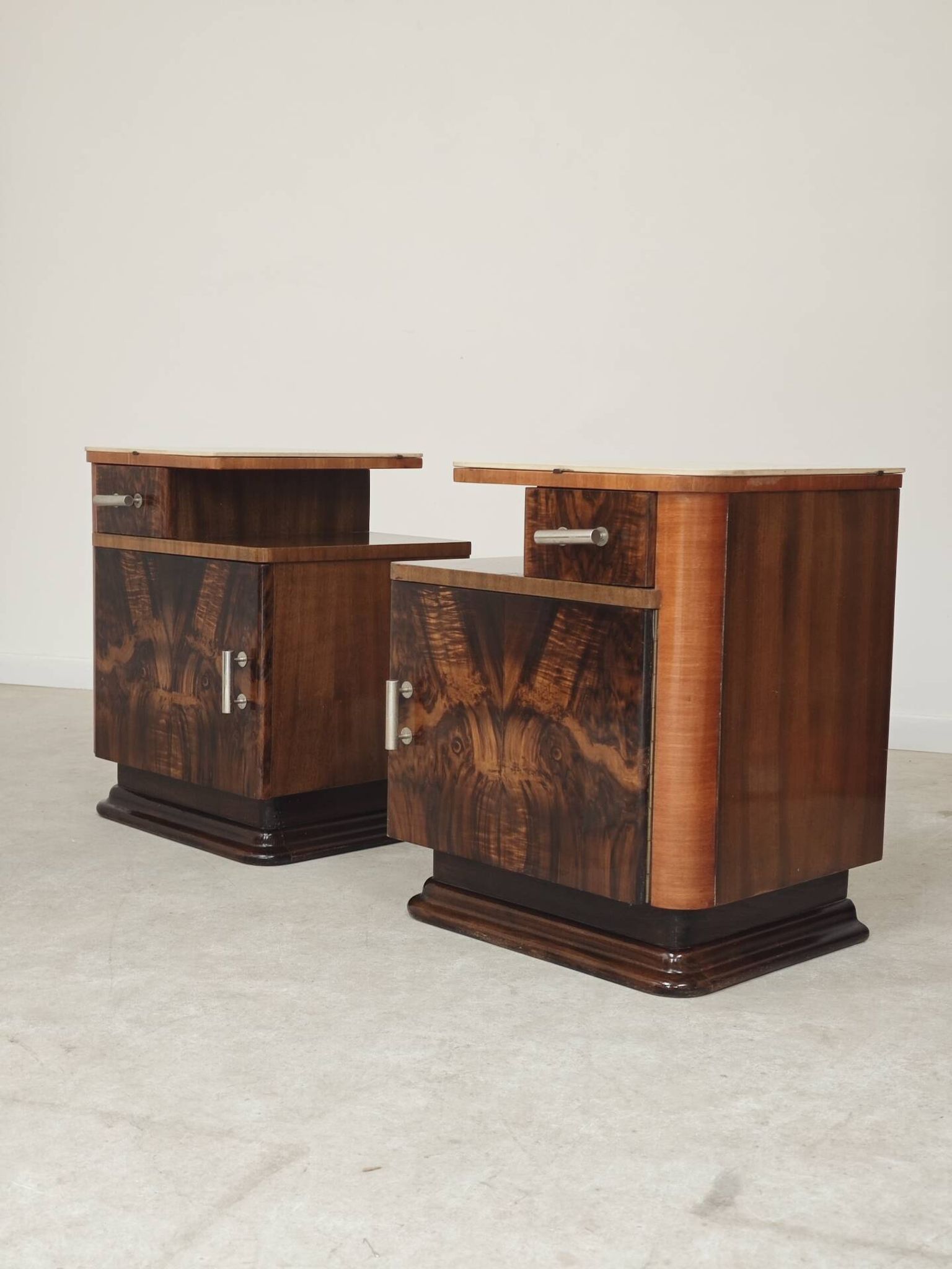 Pair of bedside tables by Jindrich Halabala for Up Zavody art deco 1950