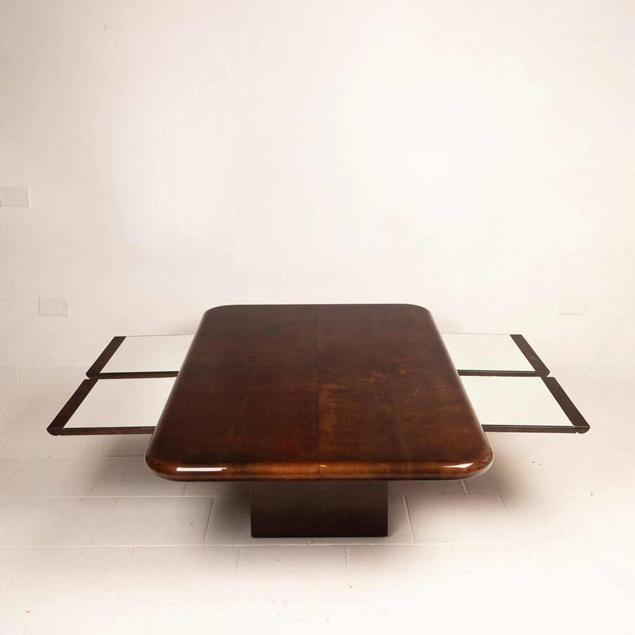 Coffee table model 2315 in parchment and mirrors by Giorgio Tura for Tura, 1980