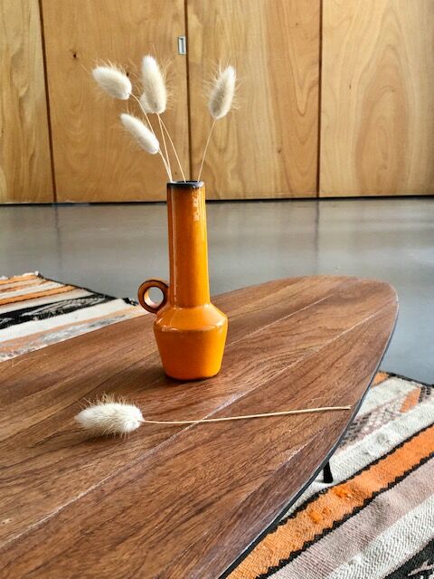 Teak and metal coffee table