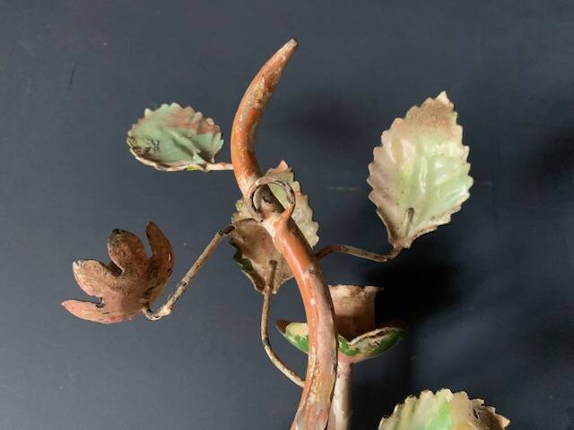 Pair of painted sheet metal flower sconces, Italian, 1960