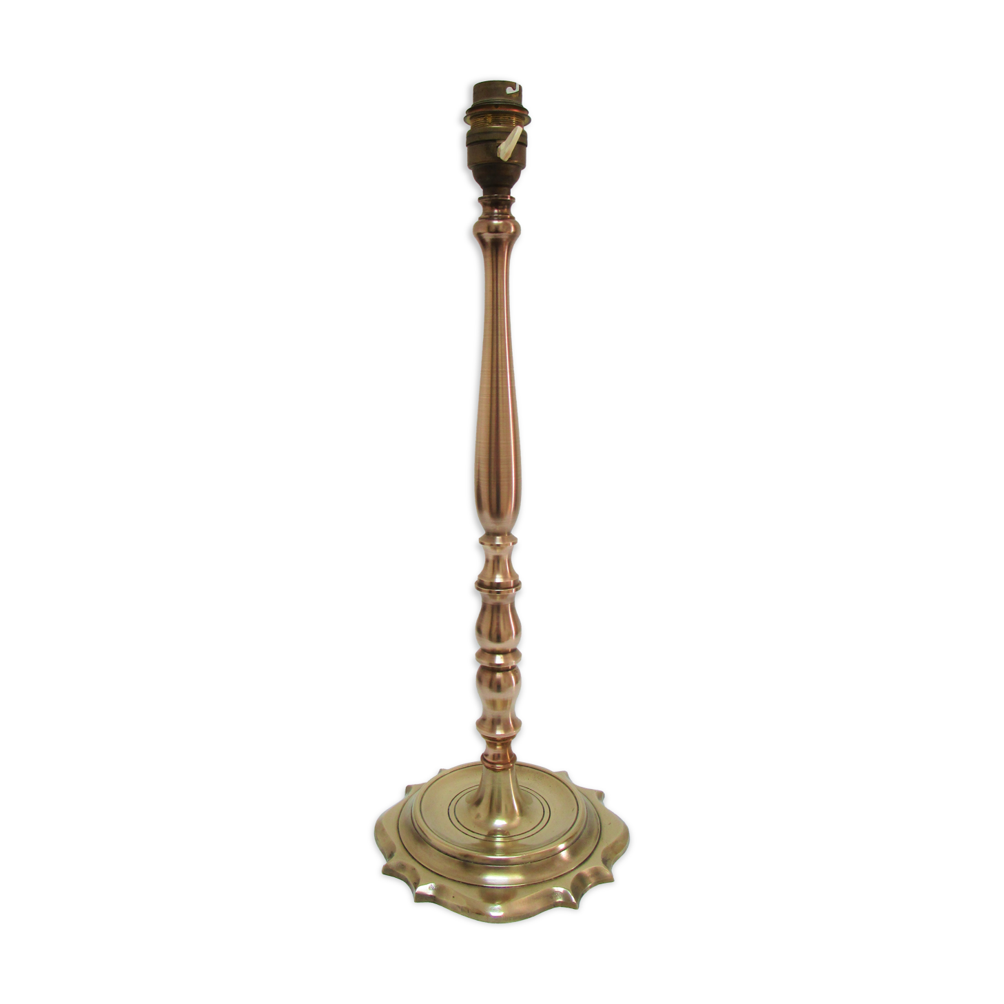 Solid brass lamp foot turned vintage