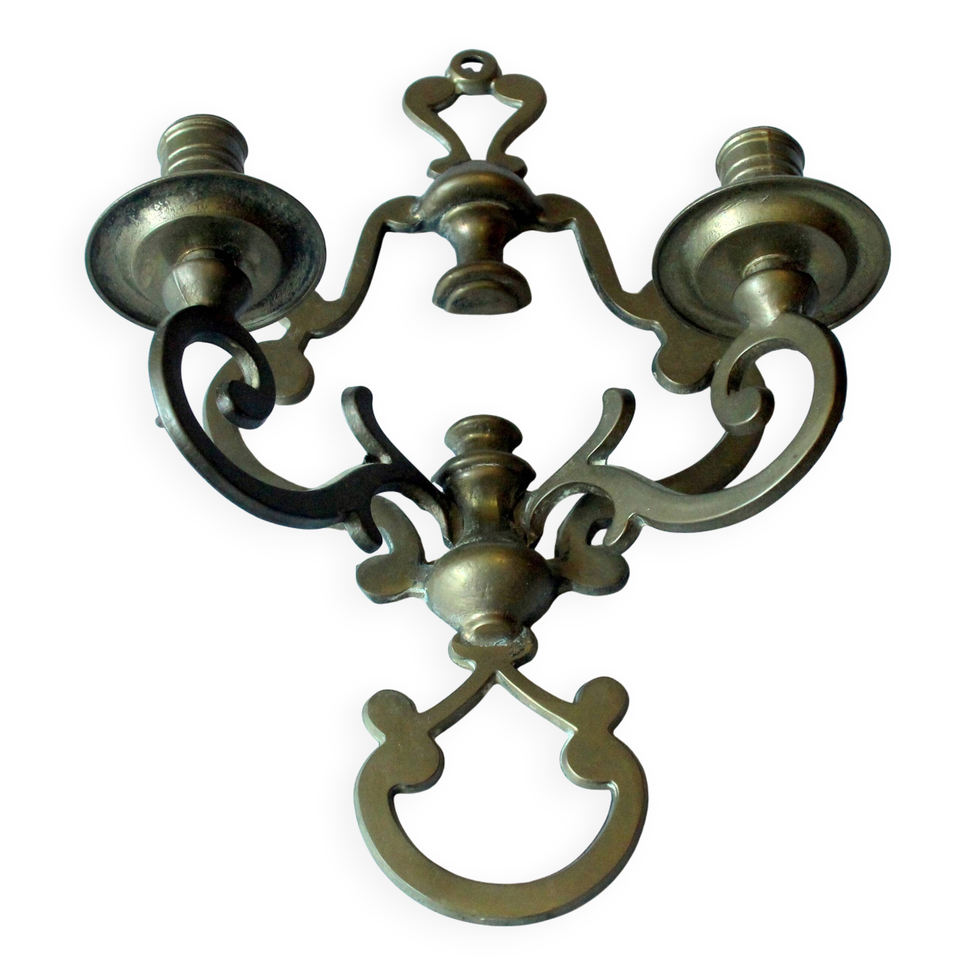 Brass wall candle stick with two arms - handmade - Vintage