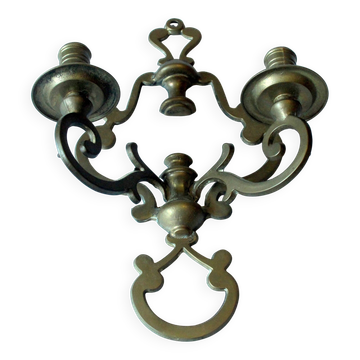 Brass wall candle stick with two arms - handmade - Vintage