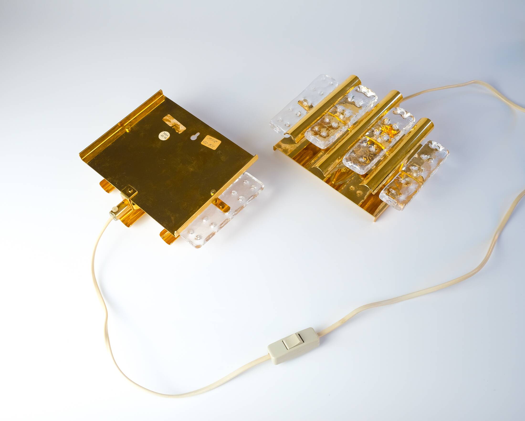 Paire d'appliques murales Carl Fagerlund du milieu du siècle pour Orrefors, Suède, vers 1960