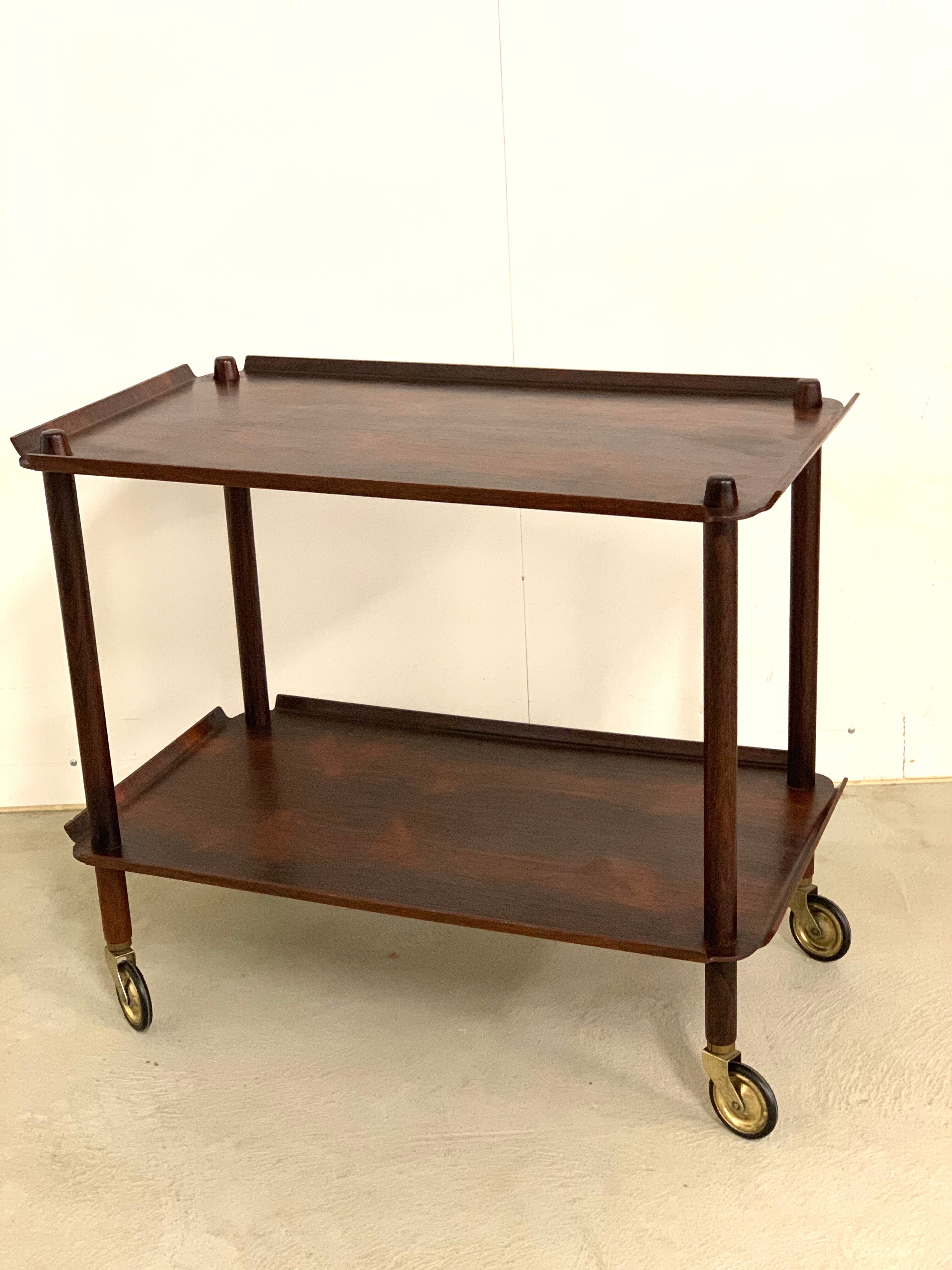 Midcentury Rosewood Serving Cart by Poul Hundevad