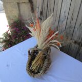 Raffia braid handle basket
