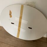 Vintage smoked oval wall mirror