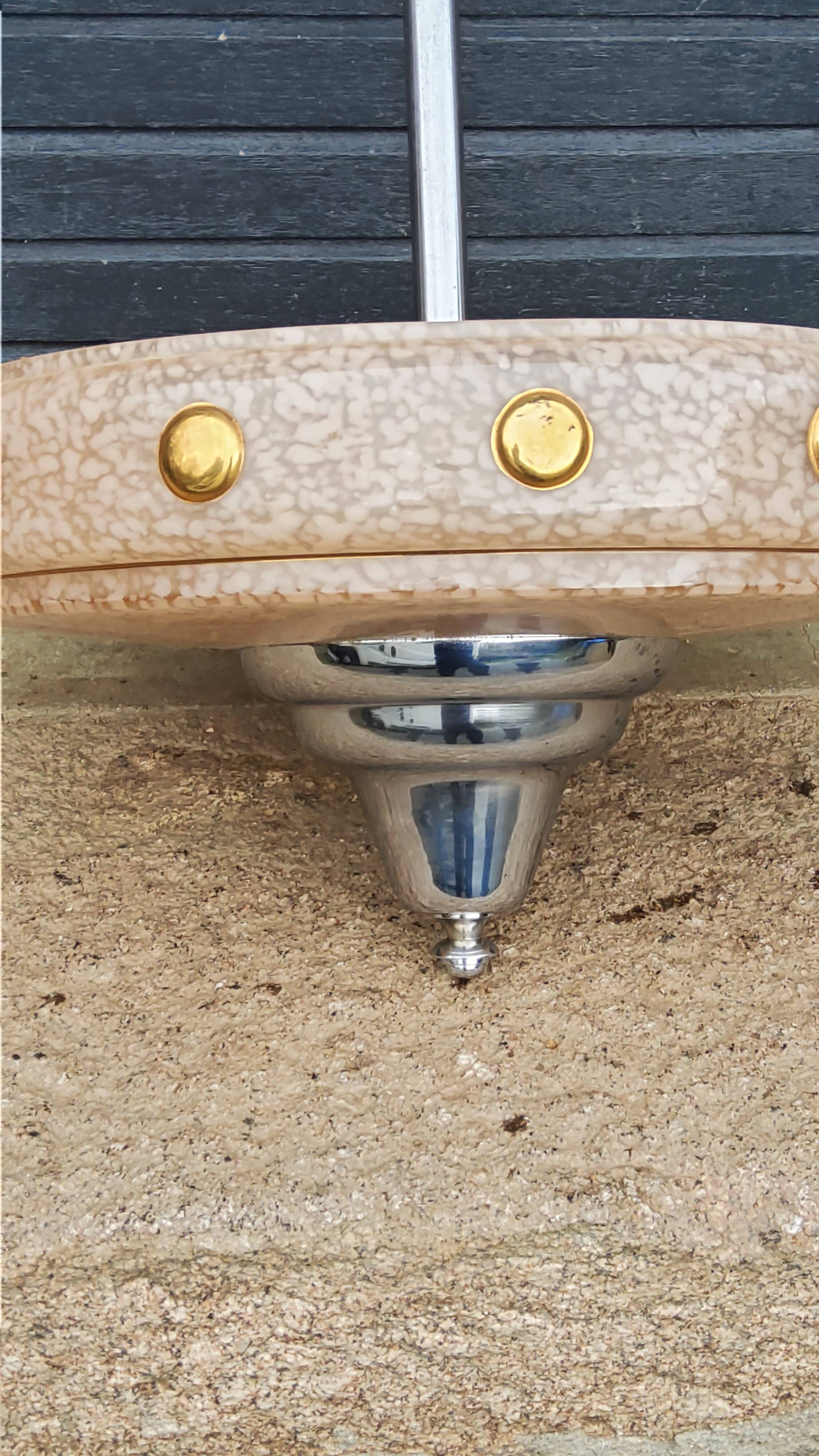 1930s Art Deco chandelier in glass and chromed metal