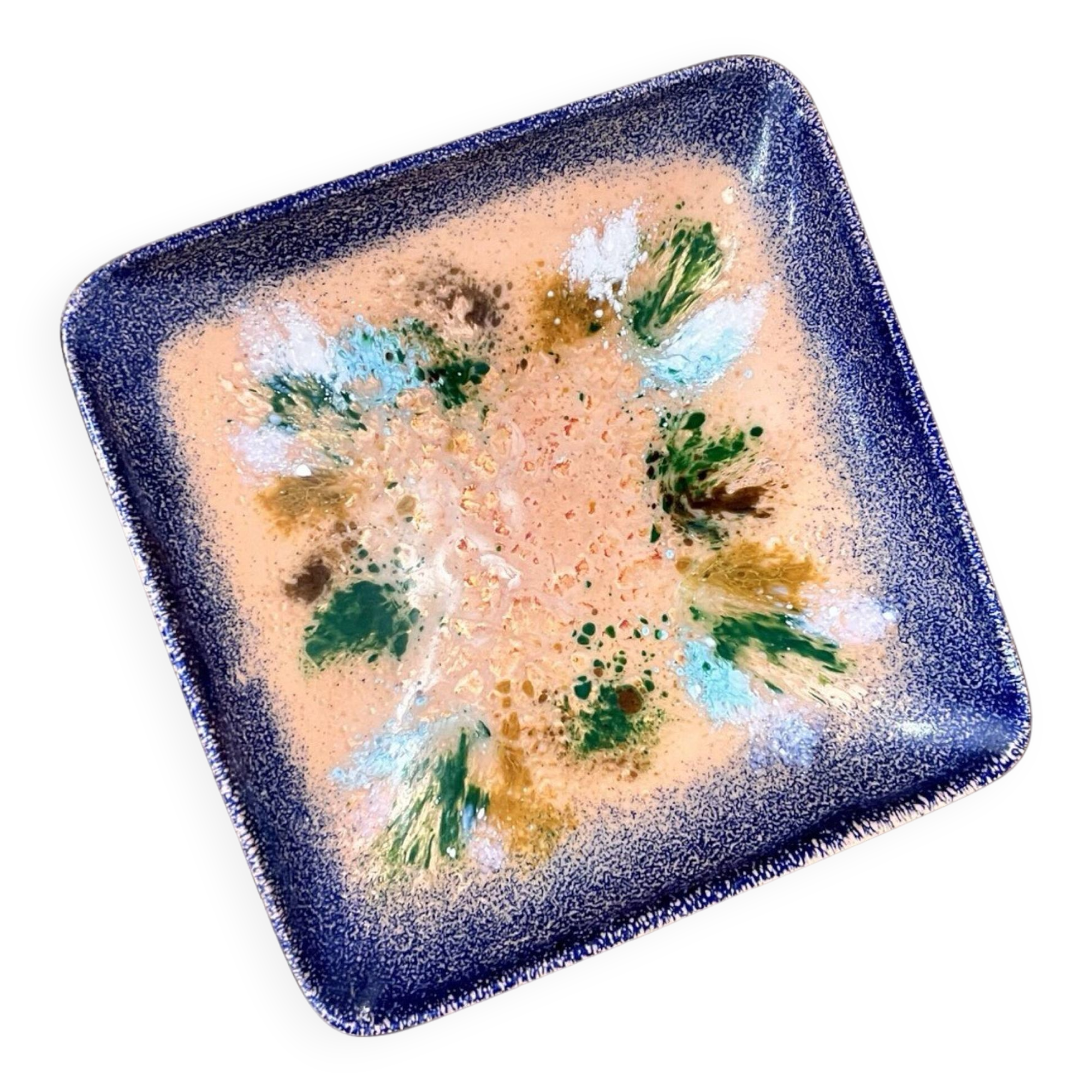 Enameled copper bowl plate, Germany, 1960s.