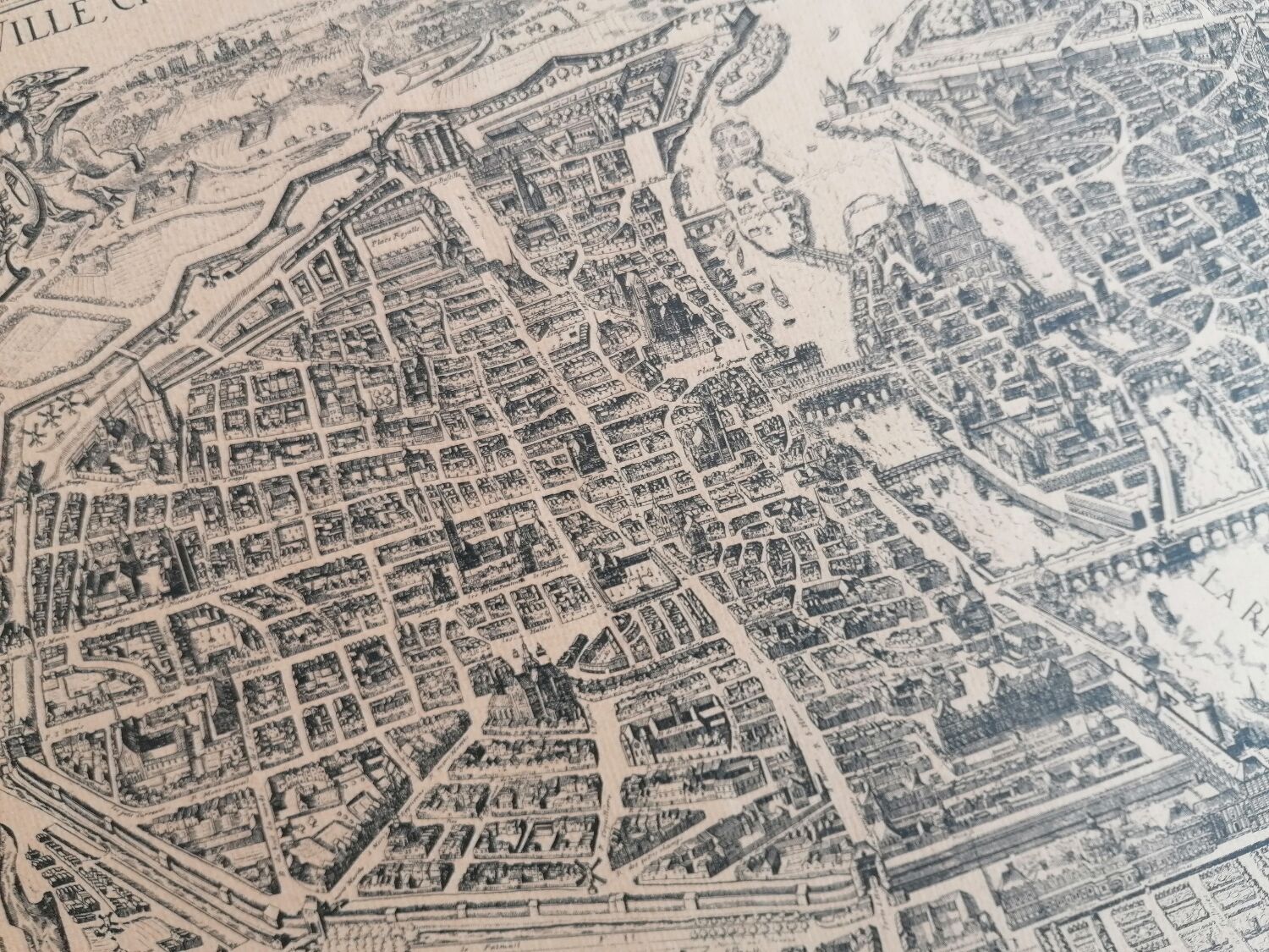 Old map of Paris by Melchior Tavernier