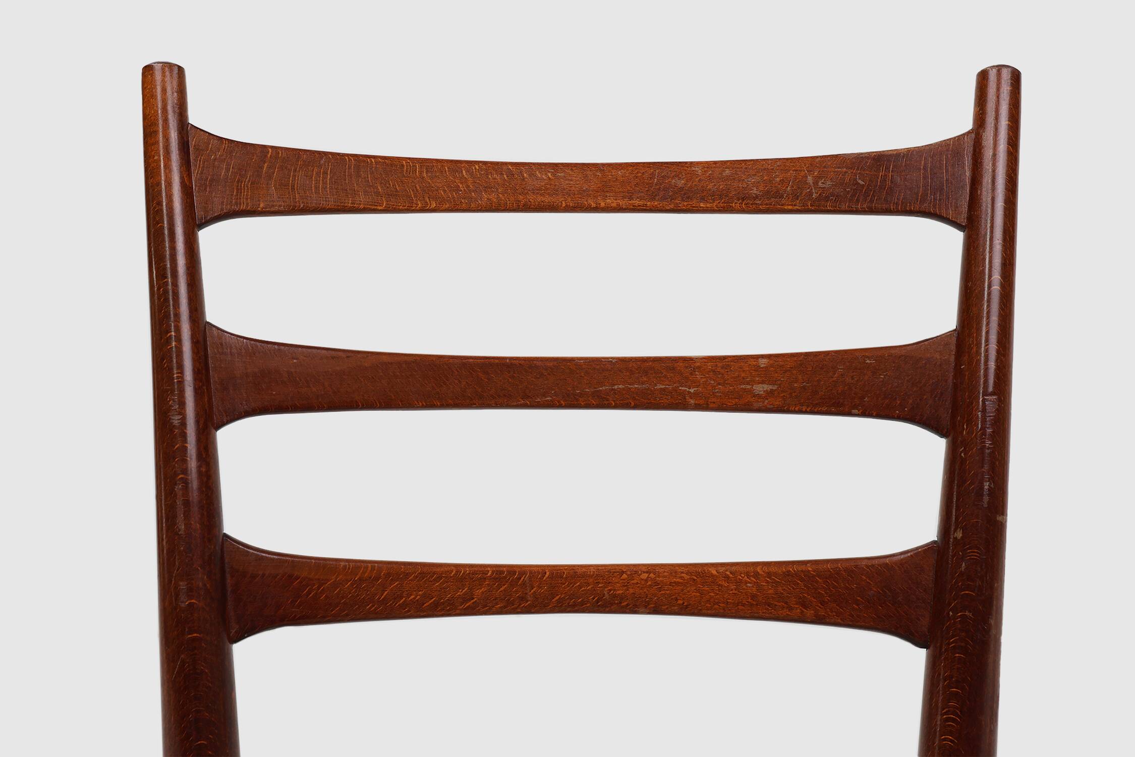 Teak dining chairs with braided rope seat, Belgium 1960s