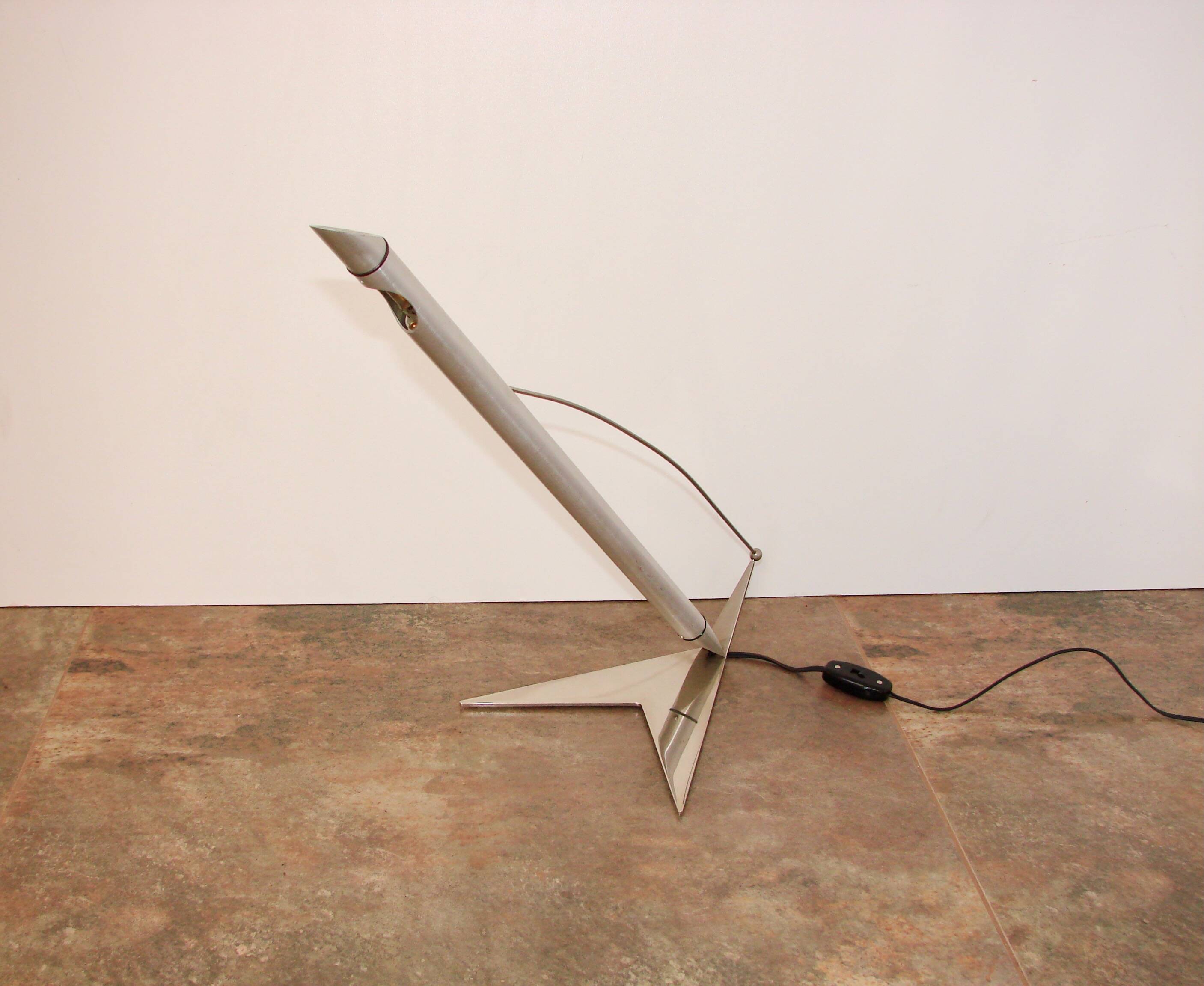 1990s Space Age lamp, nickel-plated brass and aluminium, 40 cm