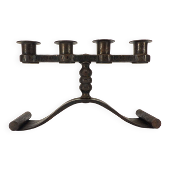 Art Deco brutalist wrought iron candlestick by Charles Piguet