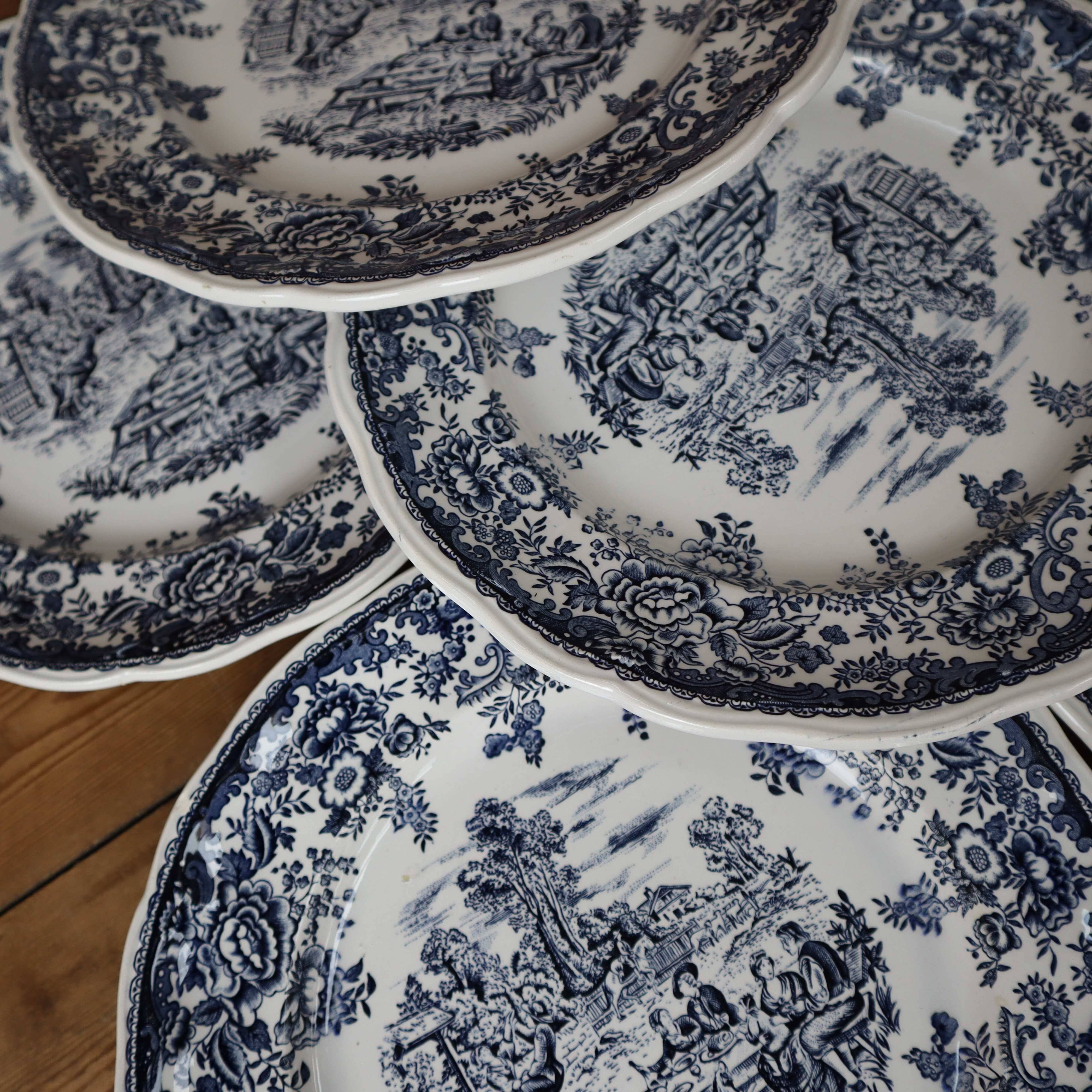 6 Flat plates stamped Lunéville KG Tradition special grand feu