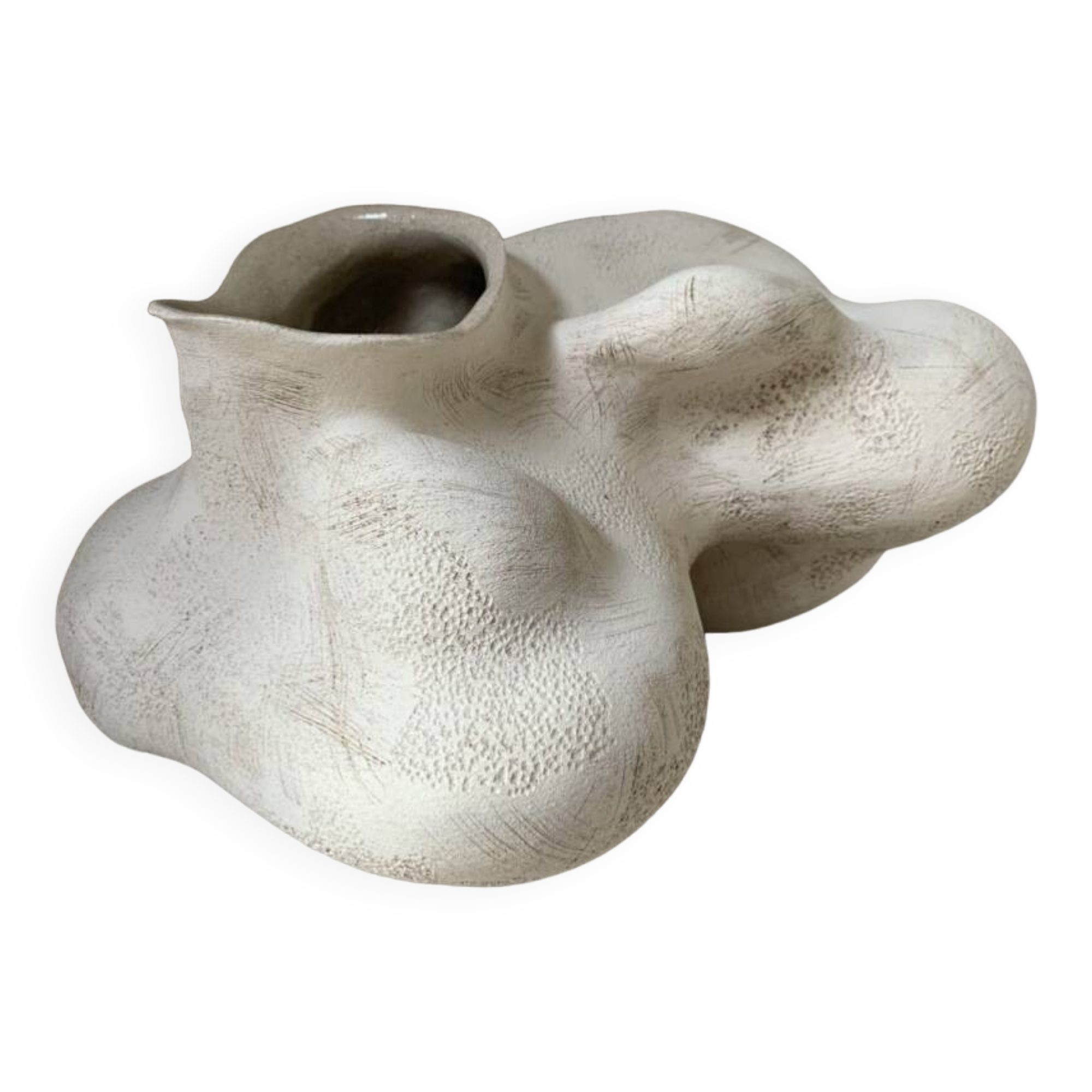 White stoneware vase organic shape
