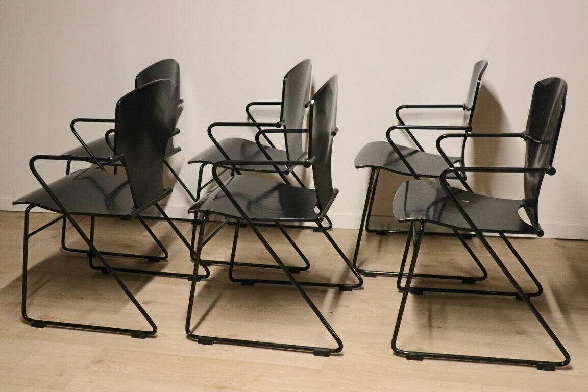 Série de 6 chaises EGOA 300 par Josep Mora - 1980