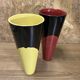Pair of vases 70s, vintage black, yellow, red, deco pop, space age