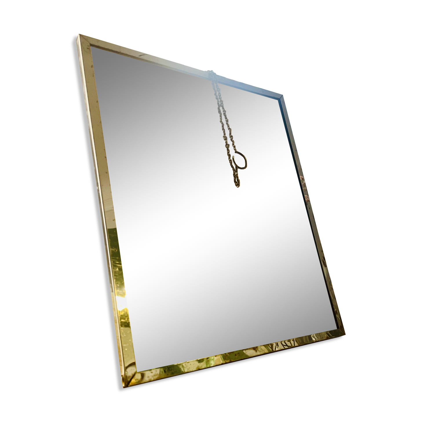 Barber mirror with chrome metal surround