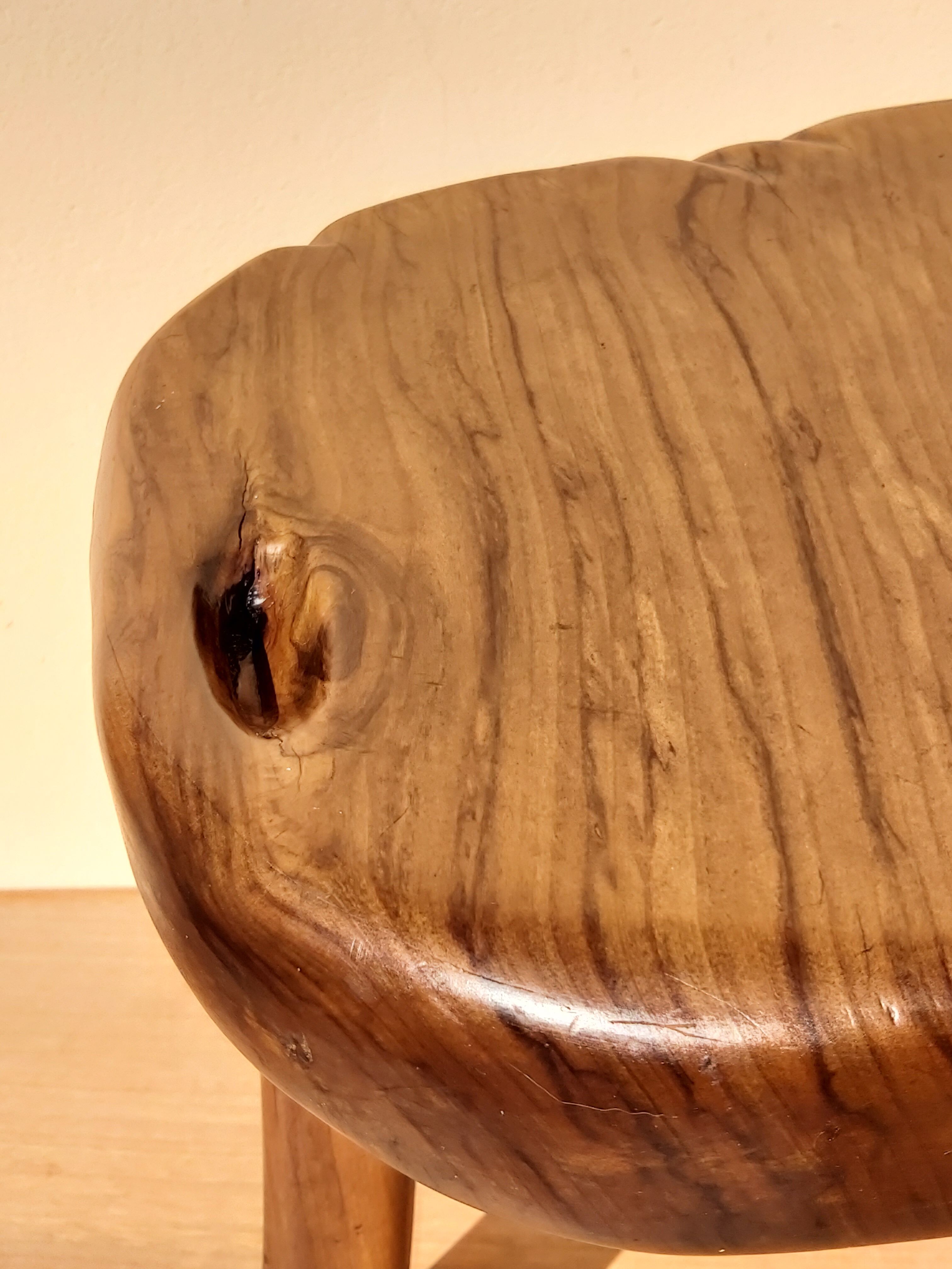 Vintage olive wood tabouret