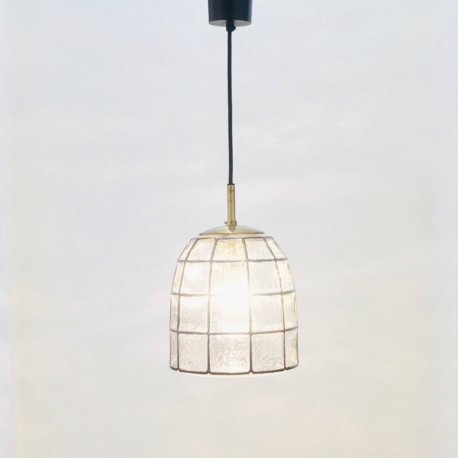 Mid-Century Glass Ceiling Light/Pendant from Limburg, Germany, 1960s
