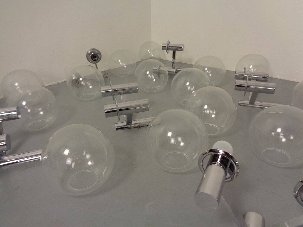 Chromed Glass Wall Lamp from OTT International, 1960s