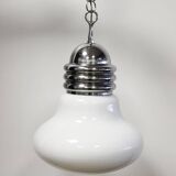 Vintage opaline & chrome bulb chandelier 1960s