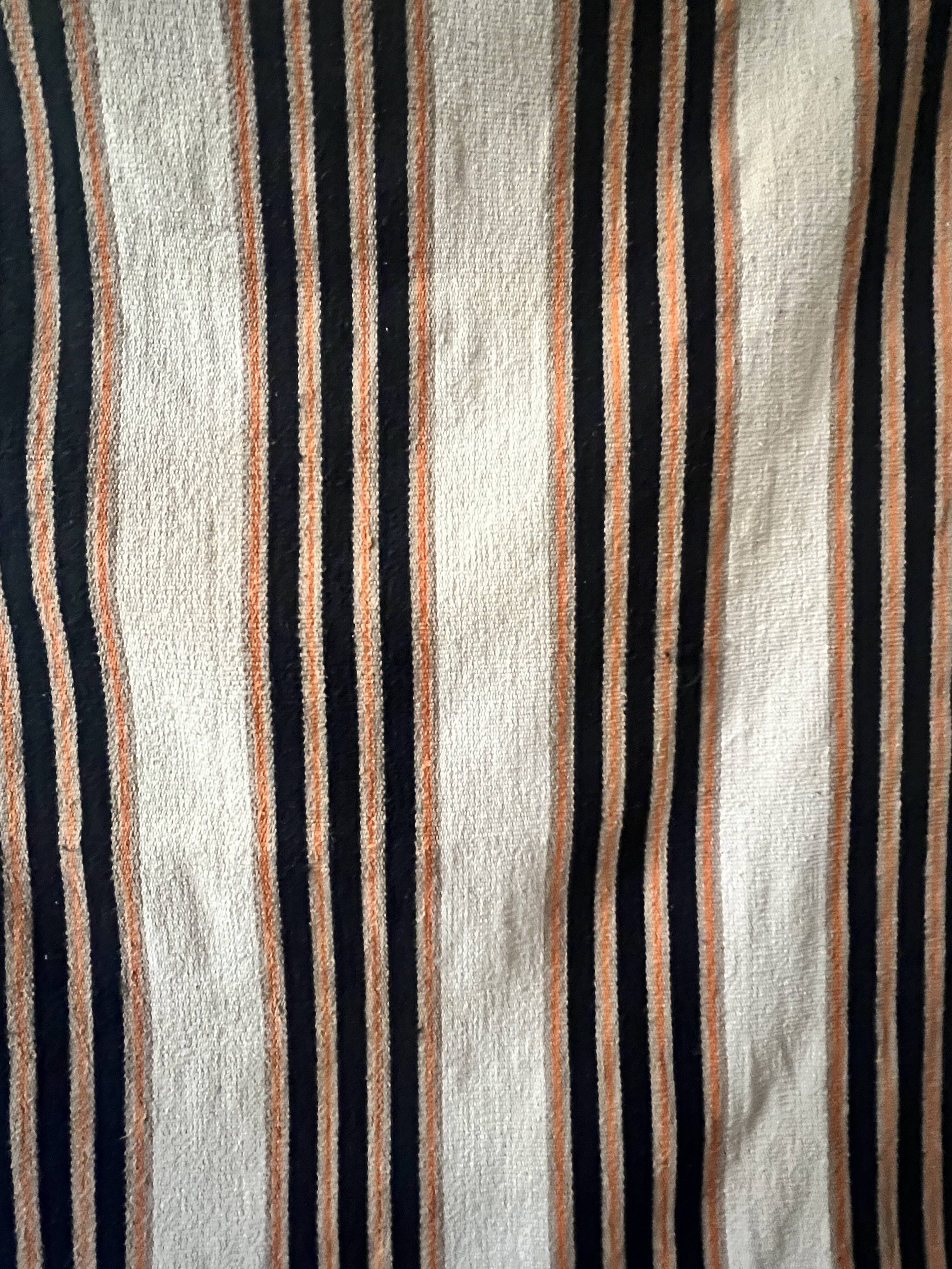 Tapis Killim 100% coton rayé beige / noir / orange