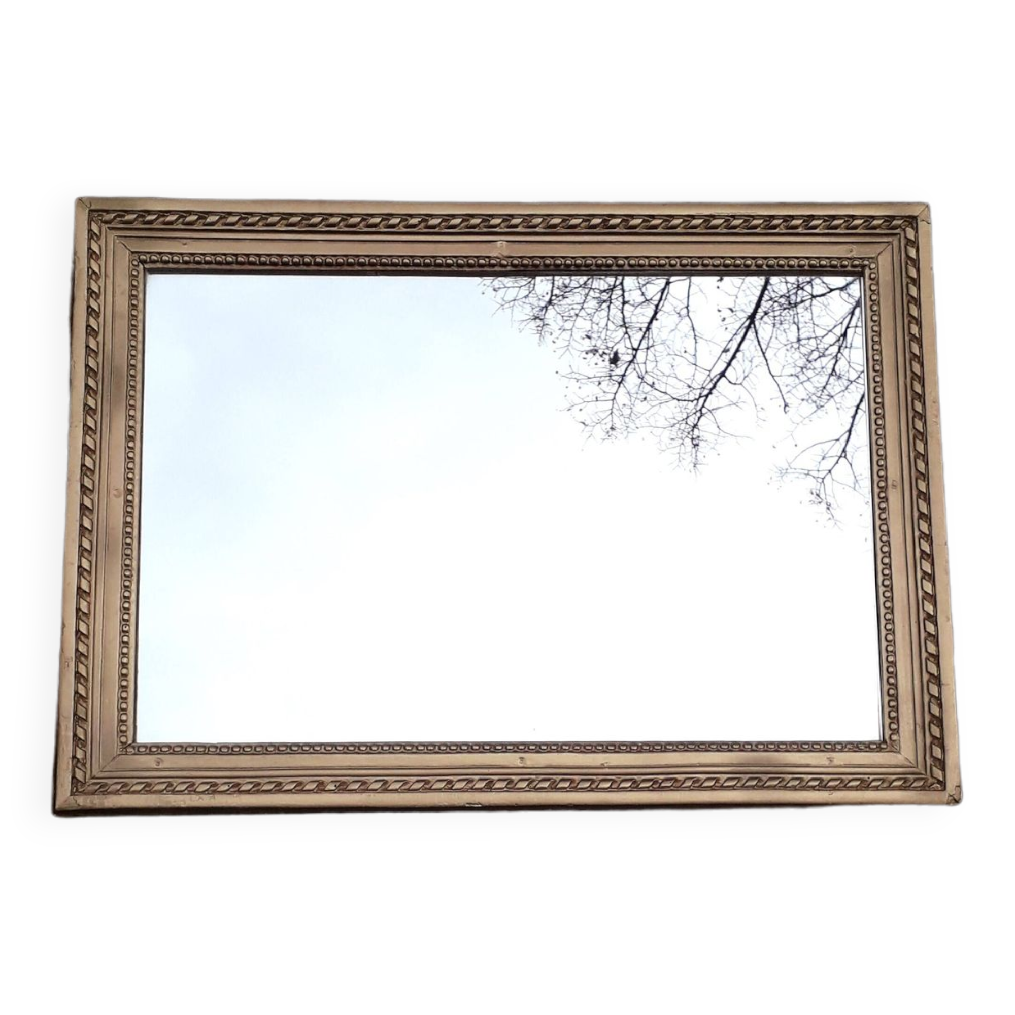 Old wall mirror - Wood and gilded stucco - 1940