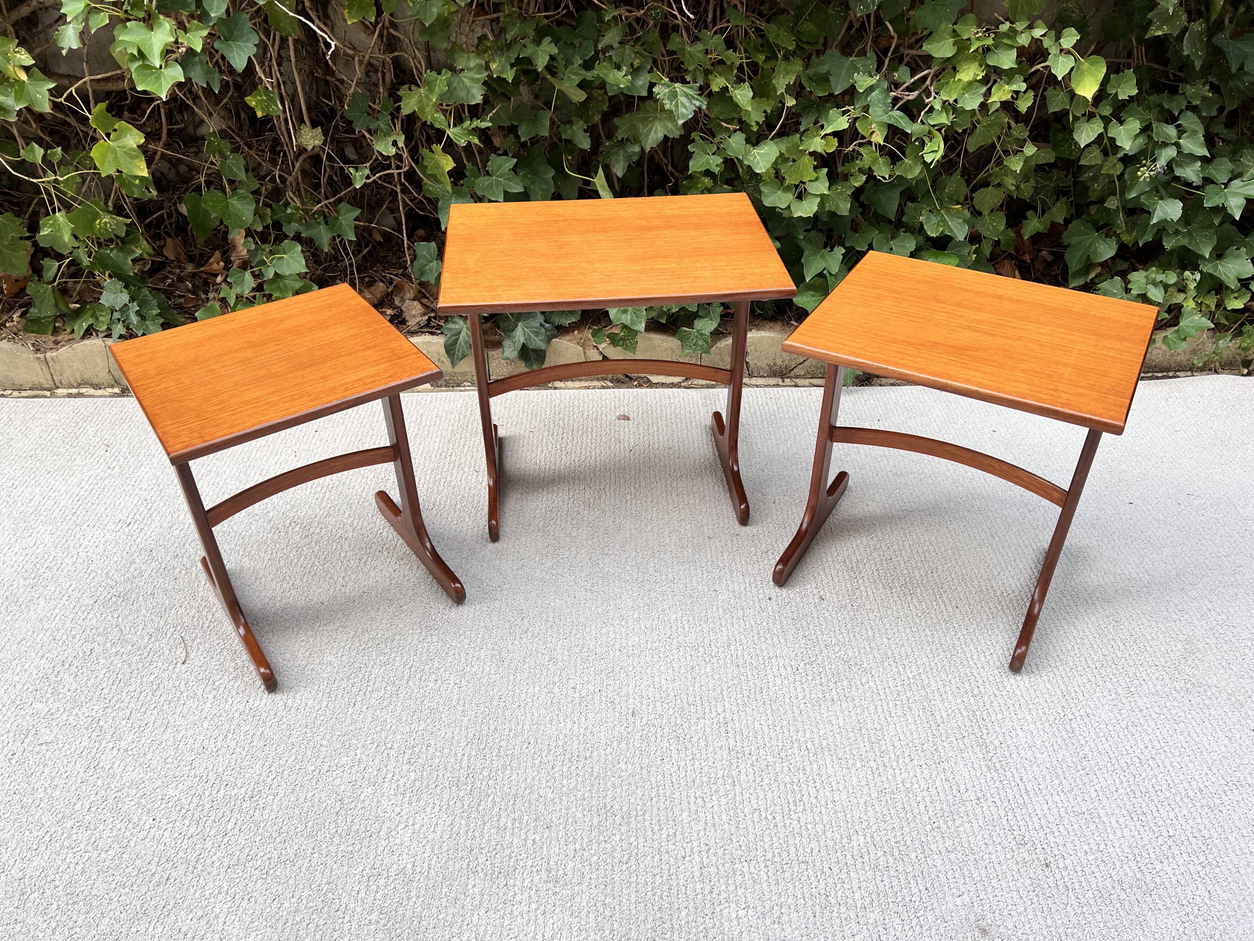 Vintage Scandinavian teak nesting tables by "Victor B Wilkins"