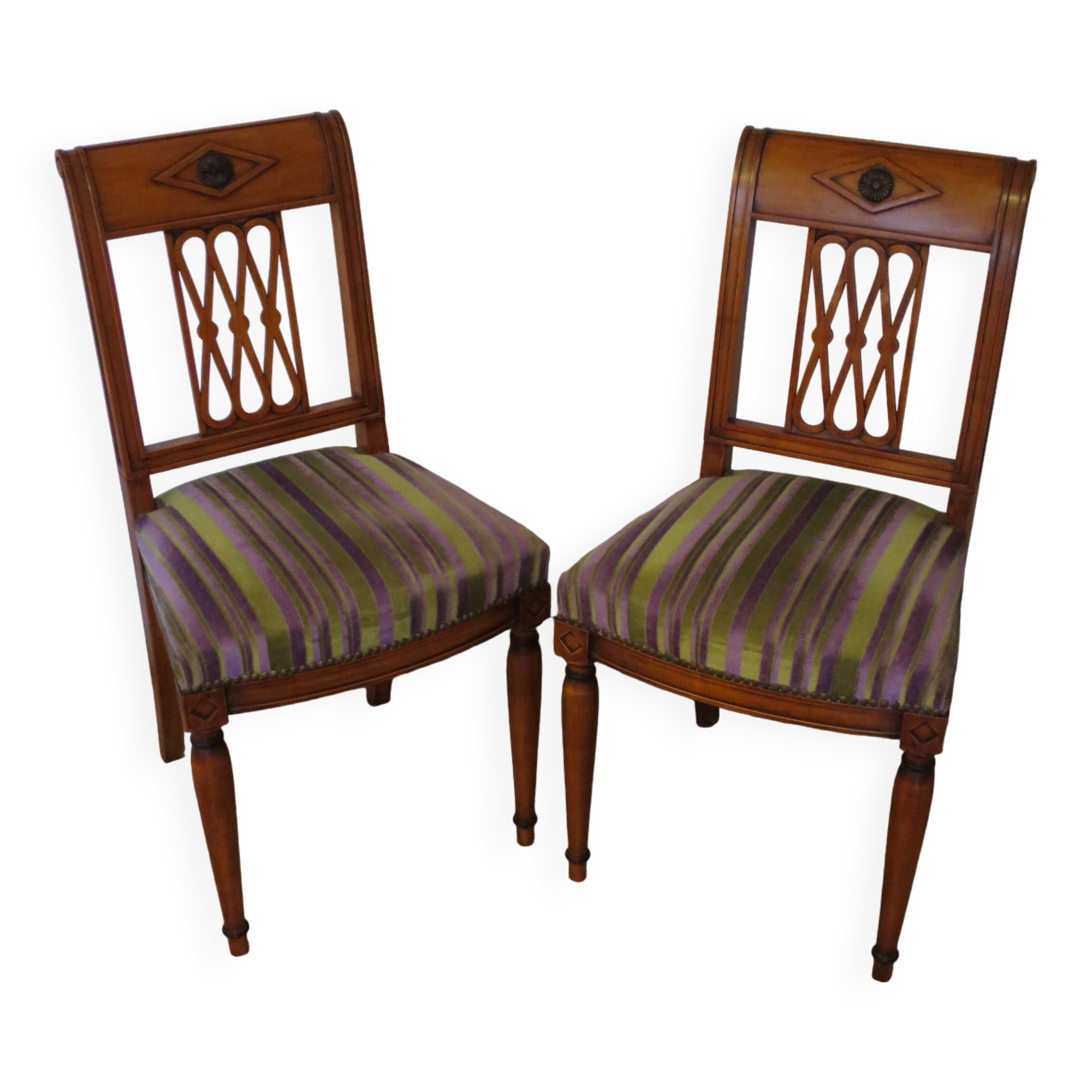 Set of 2 Purple and Green Tapestry Chairs - Cherry