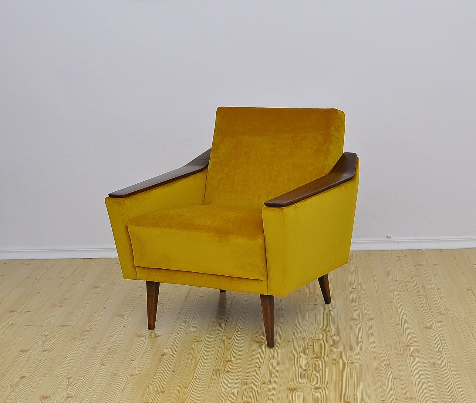 Yellow velvet armchair, 1960s