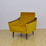 Yellow velvet armchair, 1960s