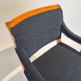 Biedermeier Armchair, Solid Beech, Black Boucle, South Germany circa 1830