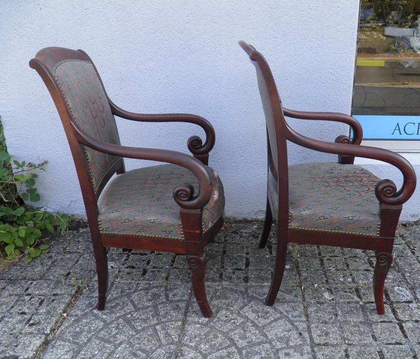 PAIR of old ARMCHAIR style LOUIS PHILIPPE Epoque XIXe Chair mahogany Lacrosse